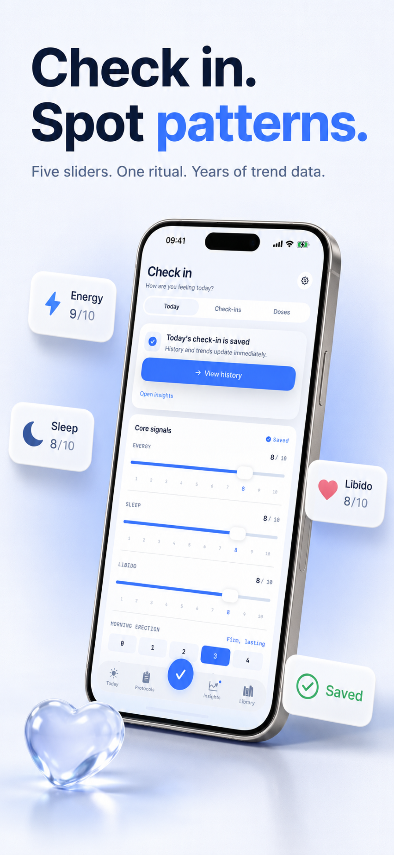App Store screenshot showing TRT AI daily signal tracking