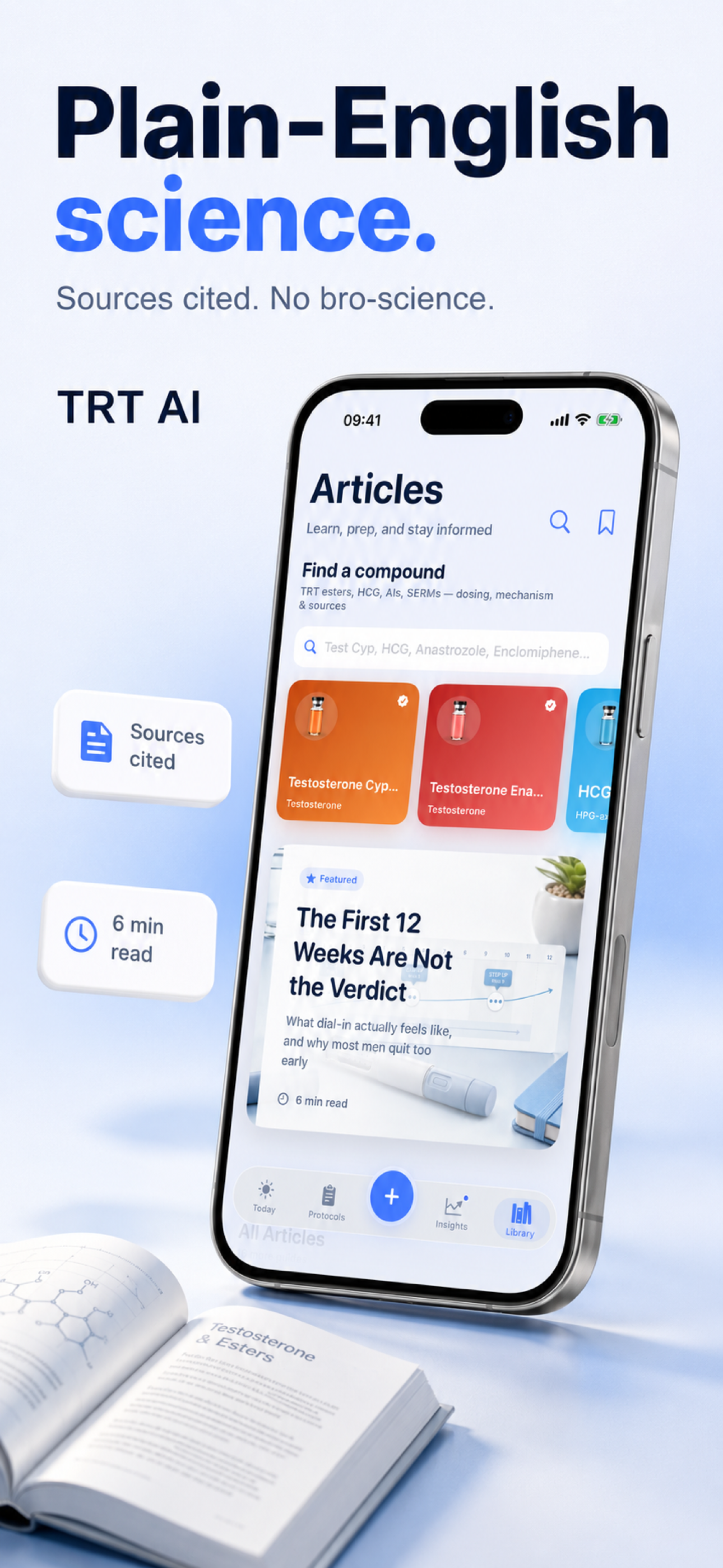 App Store screenshot showing the TRT AI education library